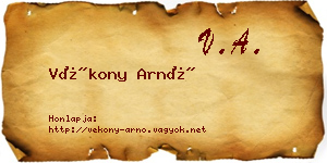 Vékony Arnó névjegykártya